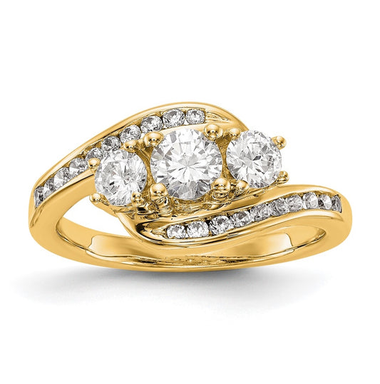 14K Yellow Gold 3-Stone Diamond Semi-Mount Engagement Ring