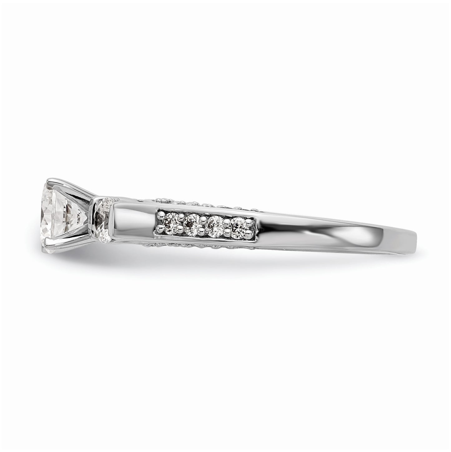 14K White Gold 3-Stone Plus Peg Set Center 1/4 carat Diamond Semi-mount Engagement Ring