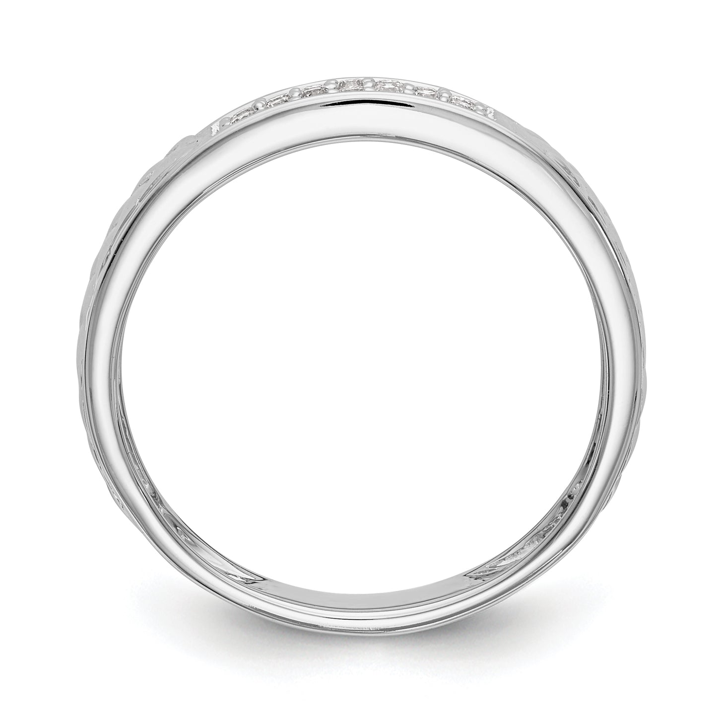 10K White Gold 1/10 carat Diamond Trio Ladies Complete Wedding Band