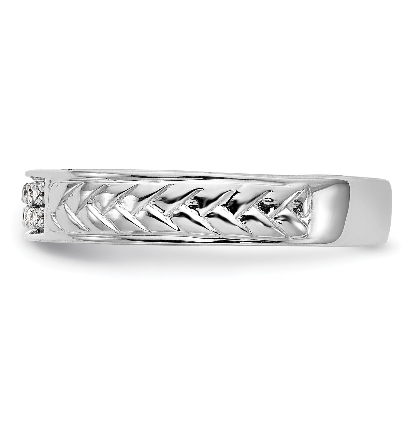 10K White Gold 1/10 carat Diamond Trio Ladies Complete Wedding Band
