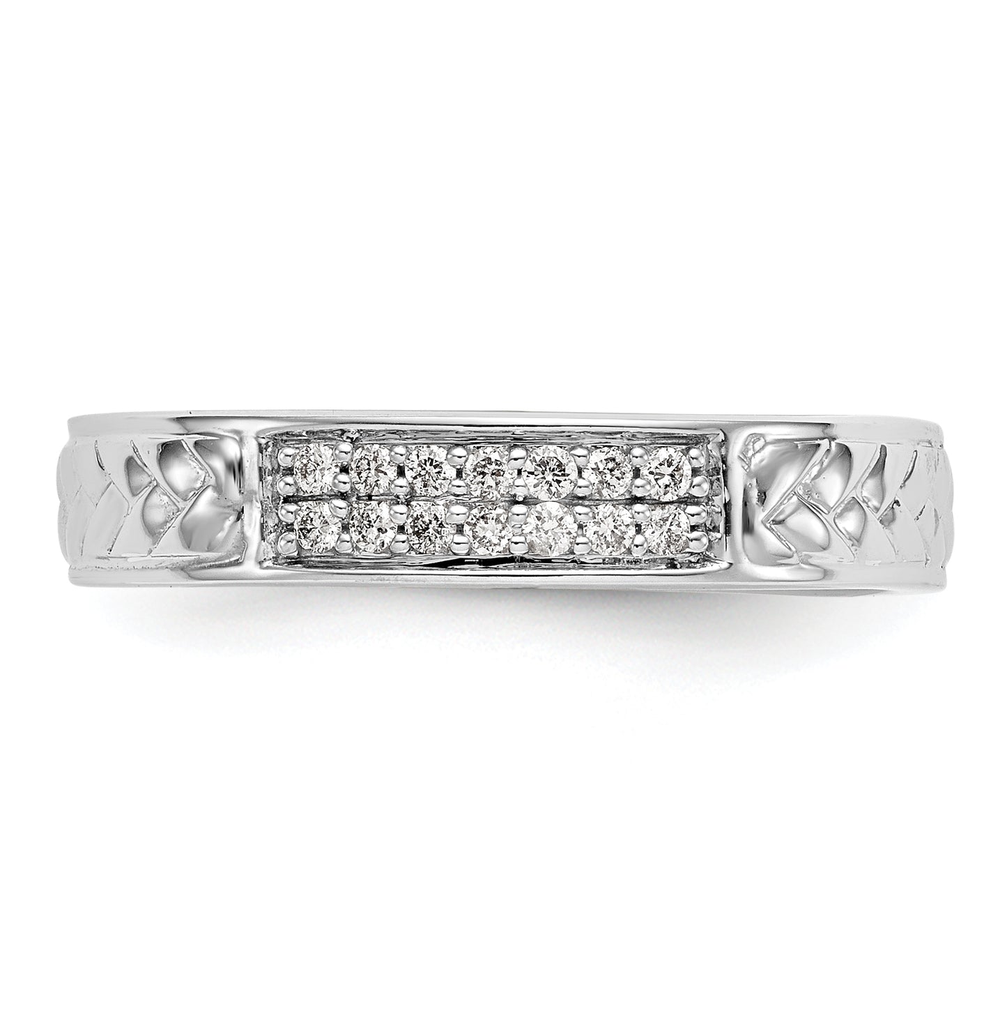 10K White Gold 1/10 carat Diamond Trio Ladies Complete Wedding Band