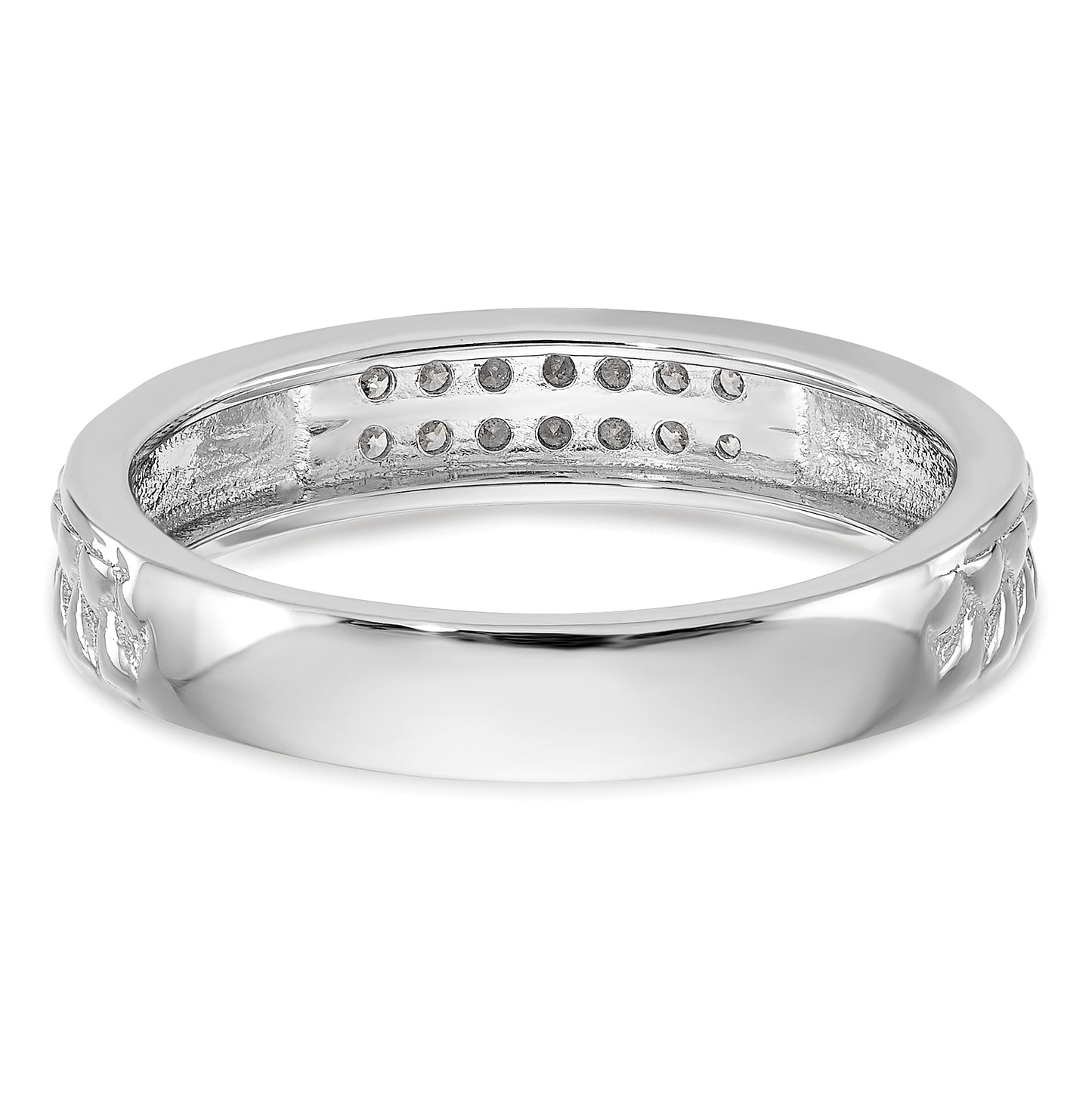 10K White Gold 1/10 carat Diamond Trio Ladies Complete Wedding Band
