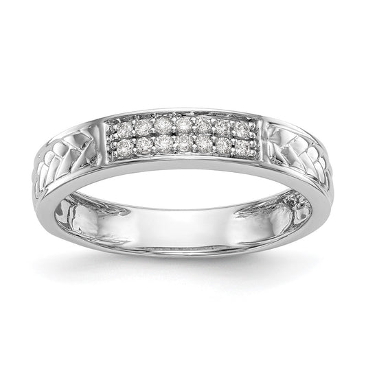 10K White Gold 1/10 carat Diamond Trio Ladies Complete Wedding Band
