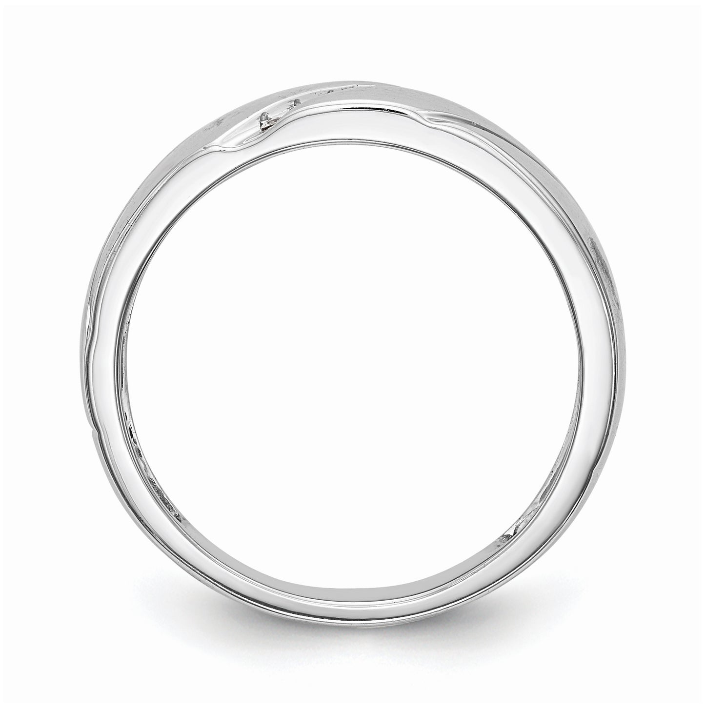 10K White Gold .03 carat Diamond Trio Men's Complete Wedding Band