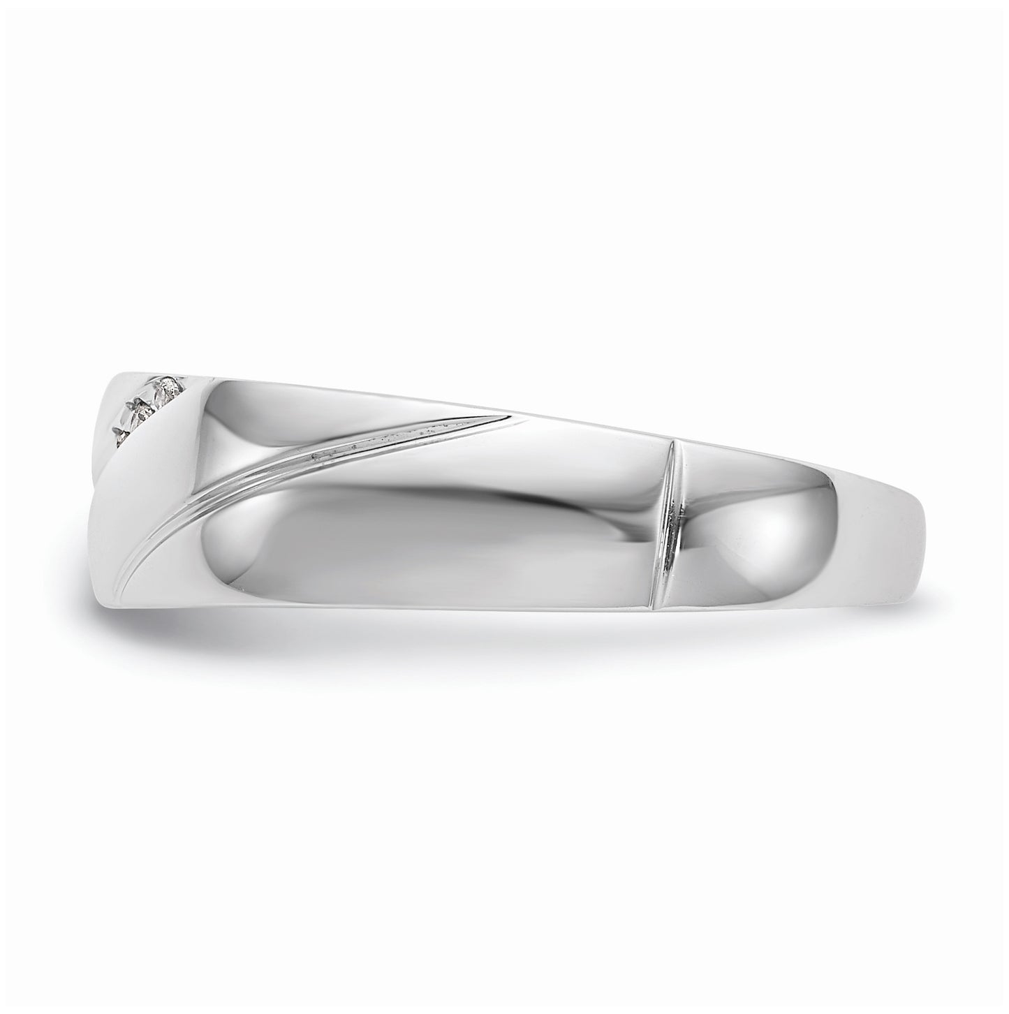 10K White Gold .03 carat Diamond Trio Men's Complete Wedding Band