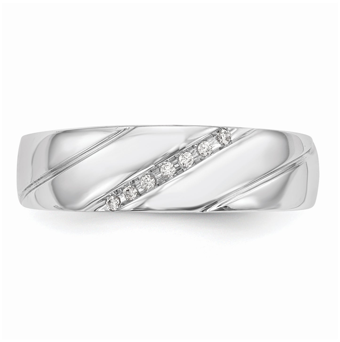 10K White Gold .03 carat Diamond Trio Men's Complete Wedding Band