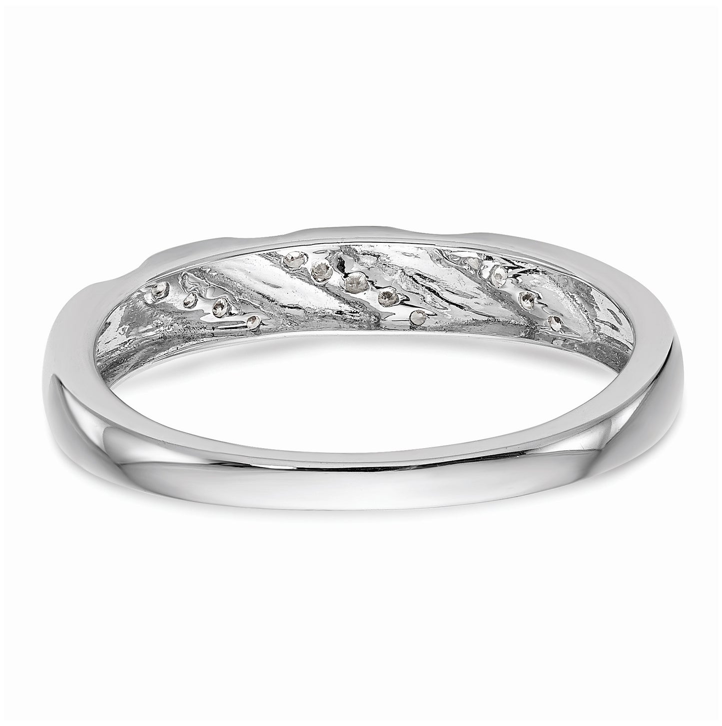 10K White Gold .03 carat Diamond Trio Men's Complete Wedding Band