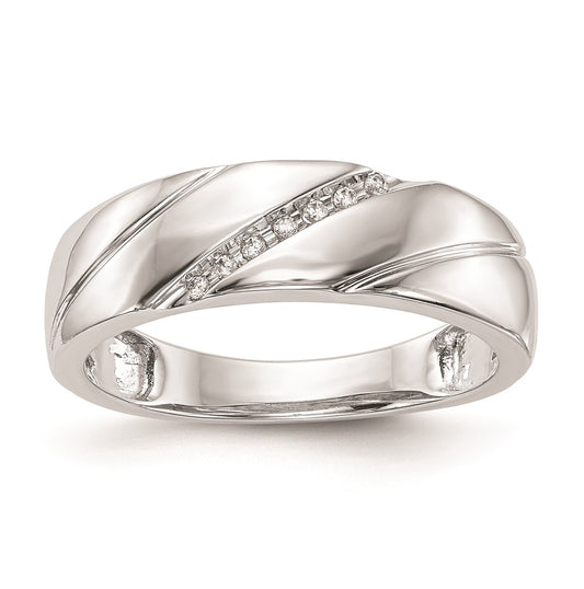 10K White Gold .03 carat Diamond Trio Men's Complete Wedding Band