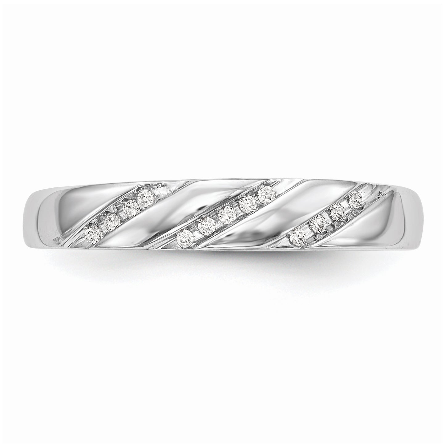 10K White Gold 1/20 carat Diamond Trio Ladies Complete Wedding Band