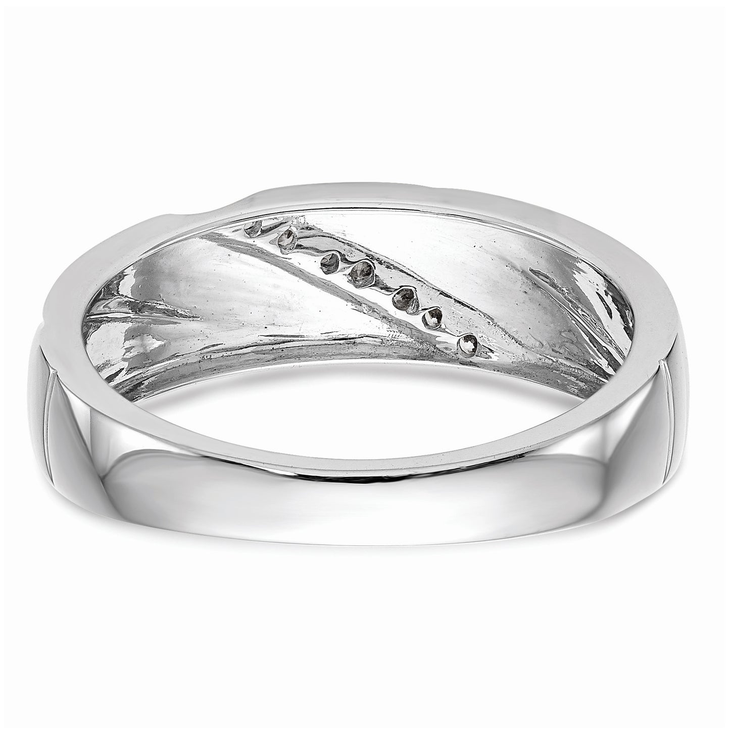 10K White Gold 1/20 carat Diamond Trio Ladies Complete Wedding Band