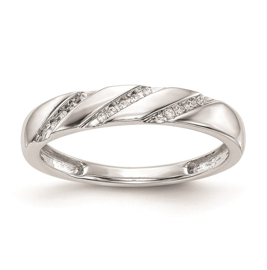 10K White Gold 1/20 carat Diamond Trio Ladies Complete Wedding Band