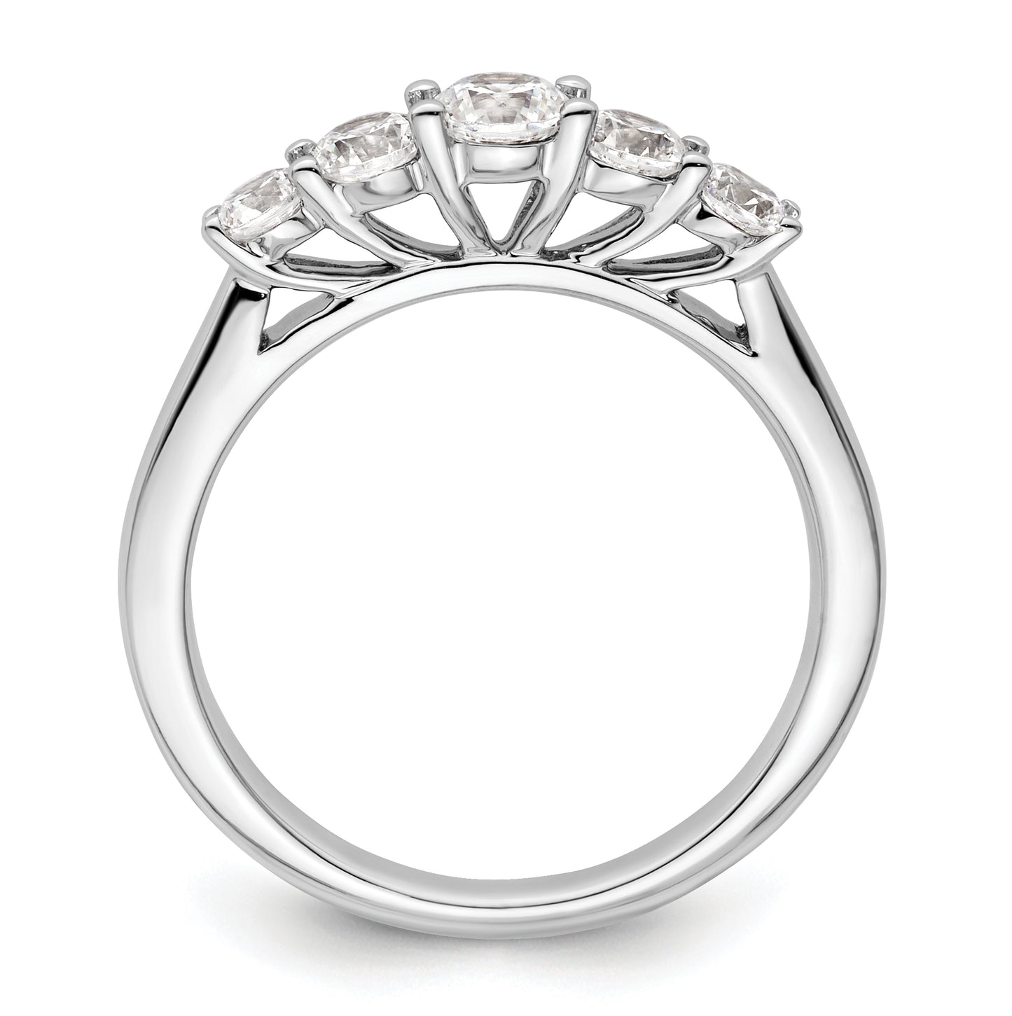 14K White Gold 5-Stone Shared Prong (Holds 3.9mm Round Center) 1/2 carat Diamond Semi-Mount Band