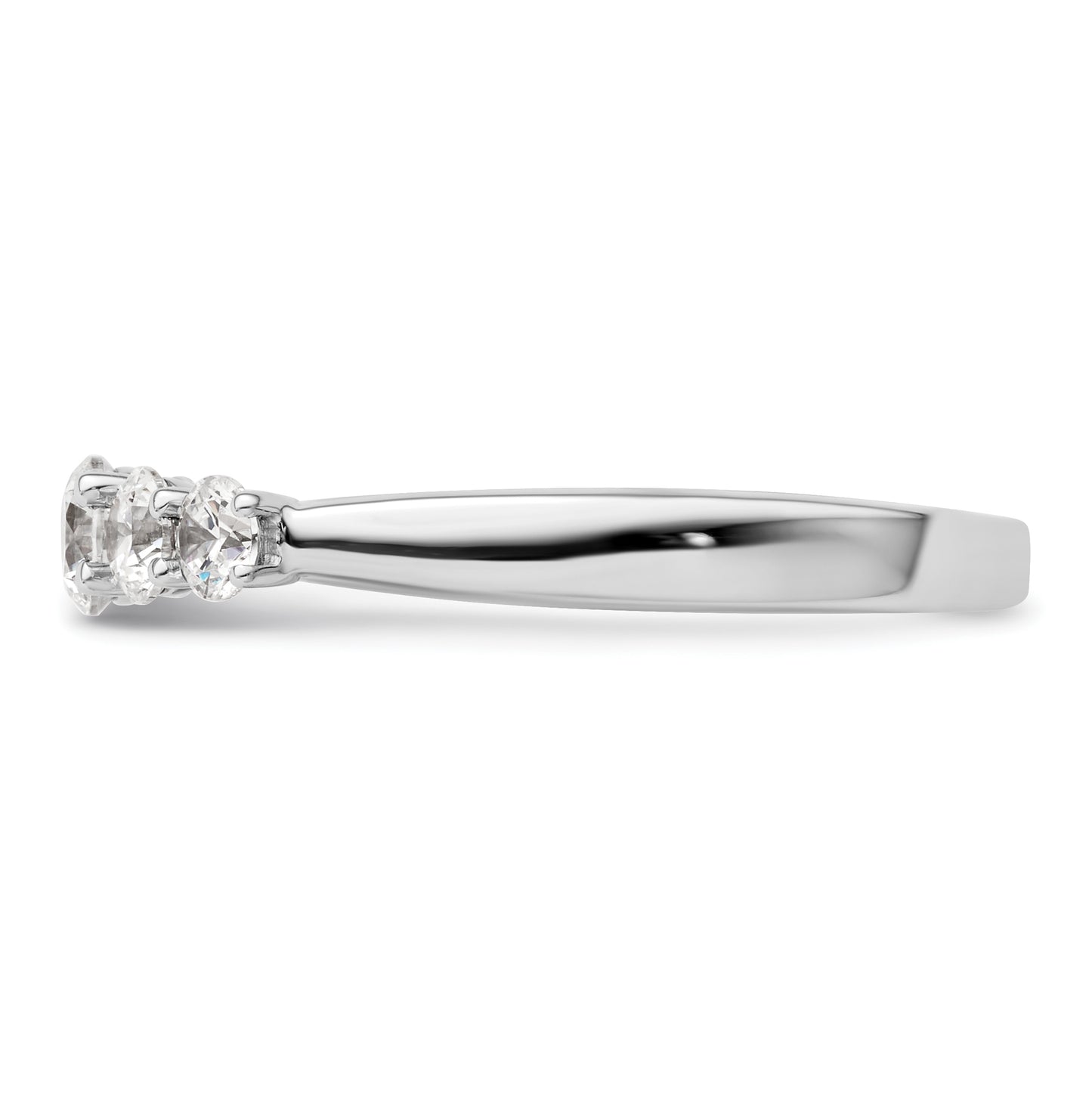 14K White Gold 5-Stone Shared Prong (Holds 3.9mm Round Center) 1/2 carat Diamond Semi-Mount Band