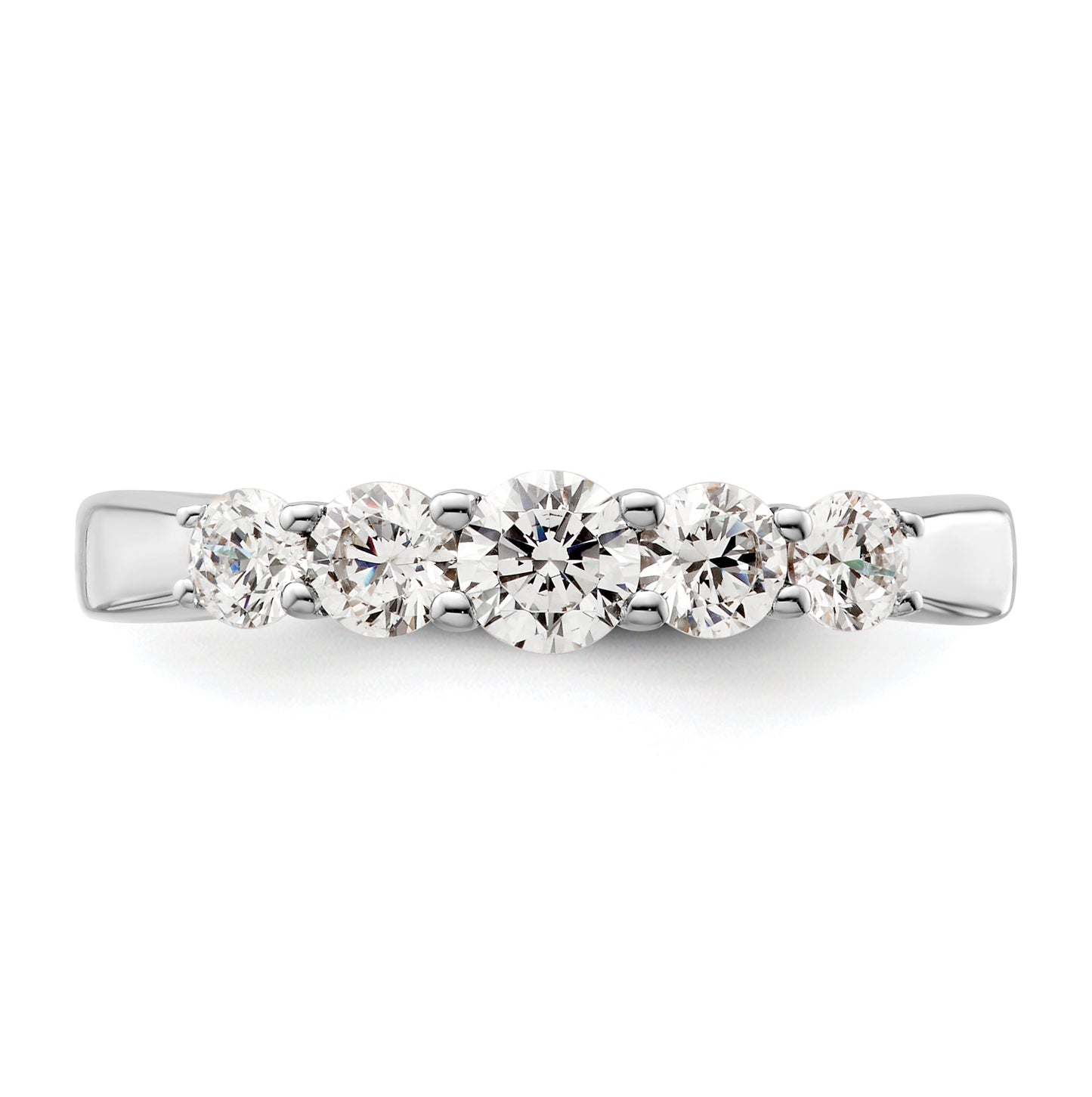14K White Gold 5-Stone Shared Prong (Holds 3.9mm Round Center) 1/2 carat Diamond Semi-Mount Band