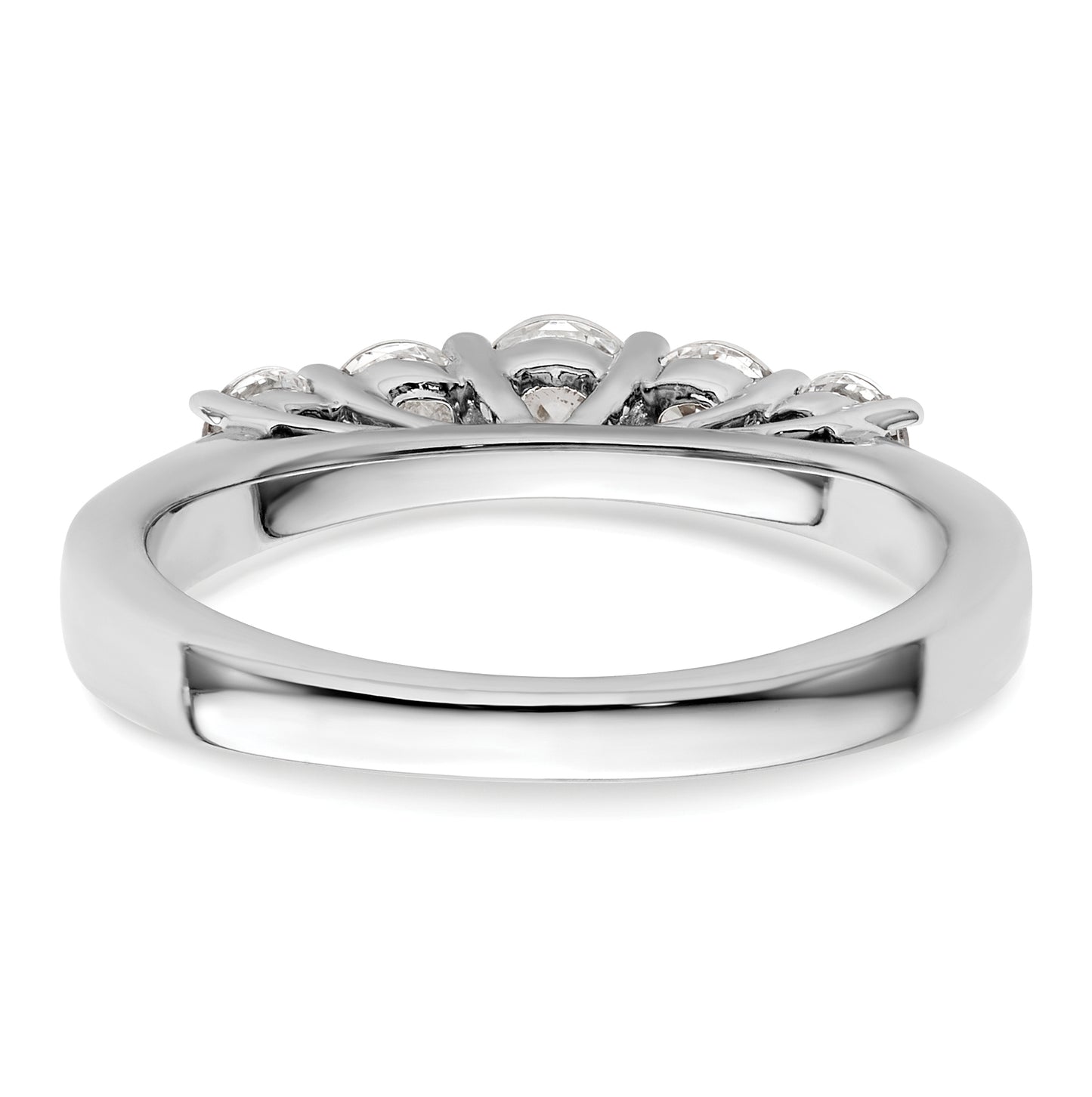 14K White Gold 5-Stone Shared Prong (Holds 3.9mm Round Center) 1/2 carat Diamond Semi-Mount Band
