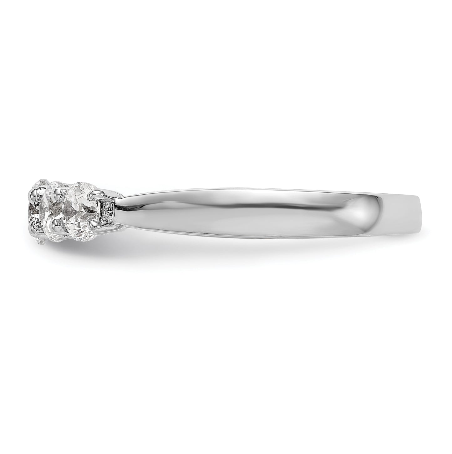 14K White Gold 5-Stone Shared Prong (Holds 4.2mm Round Center) 3/4 carat Diamond Semi-Mount Band