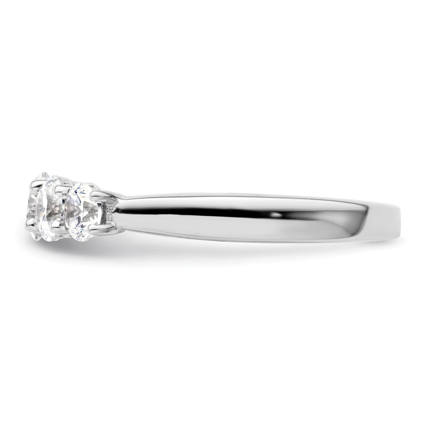 14K White Gold 5-Stone Shared Prong (Holds 4.8mm Round Center) 1 carat Diamond Semi-Mount Band