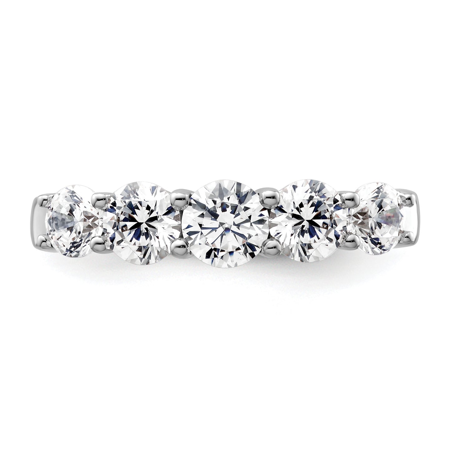 14K White Gold 5-Stone Shared Prong (Holds 4.8mm Round Center) 1 carat Diamond Semi-Mount Band