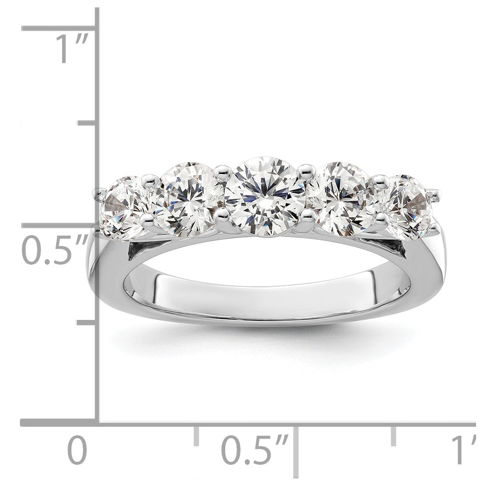 14K White Gold 5-Stone Shared Prong (Holds 4.8mm Round Center) 1 carat Diamond Semi-Mount Band