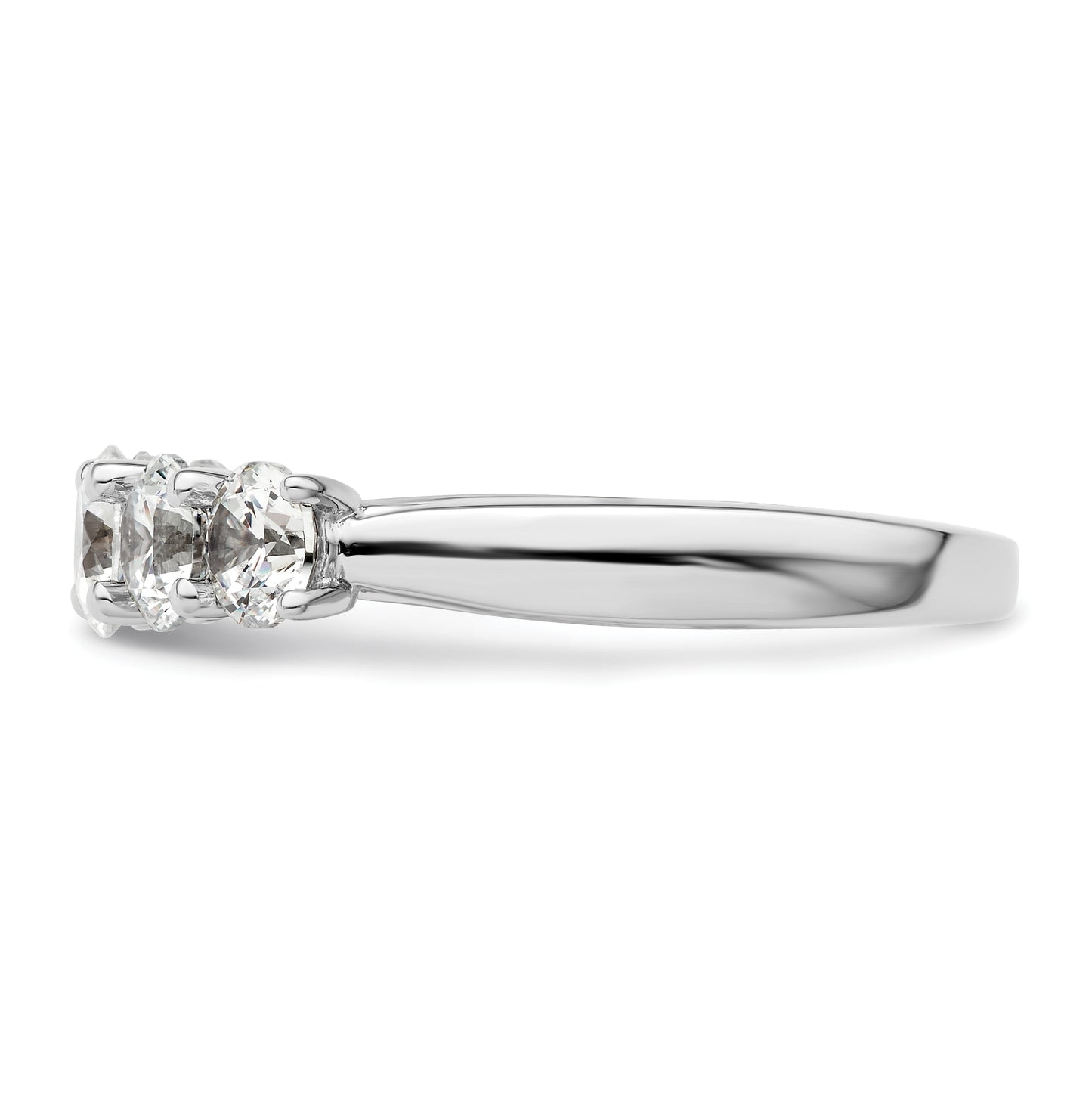 14K White Gold 5-Stone Shared Prong (Holds 5.2mm Round Center) 1.5 carat Diamond Semi-Mount Band
