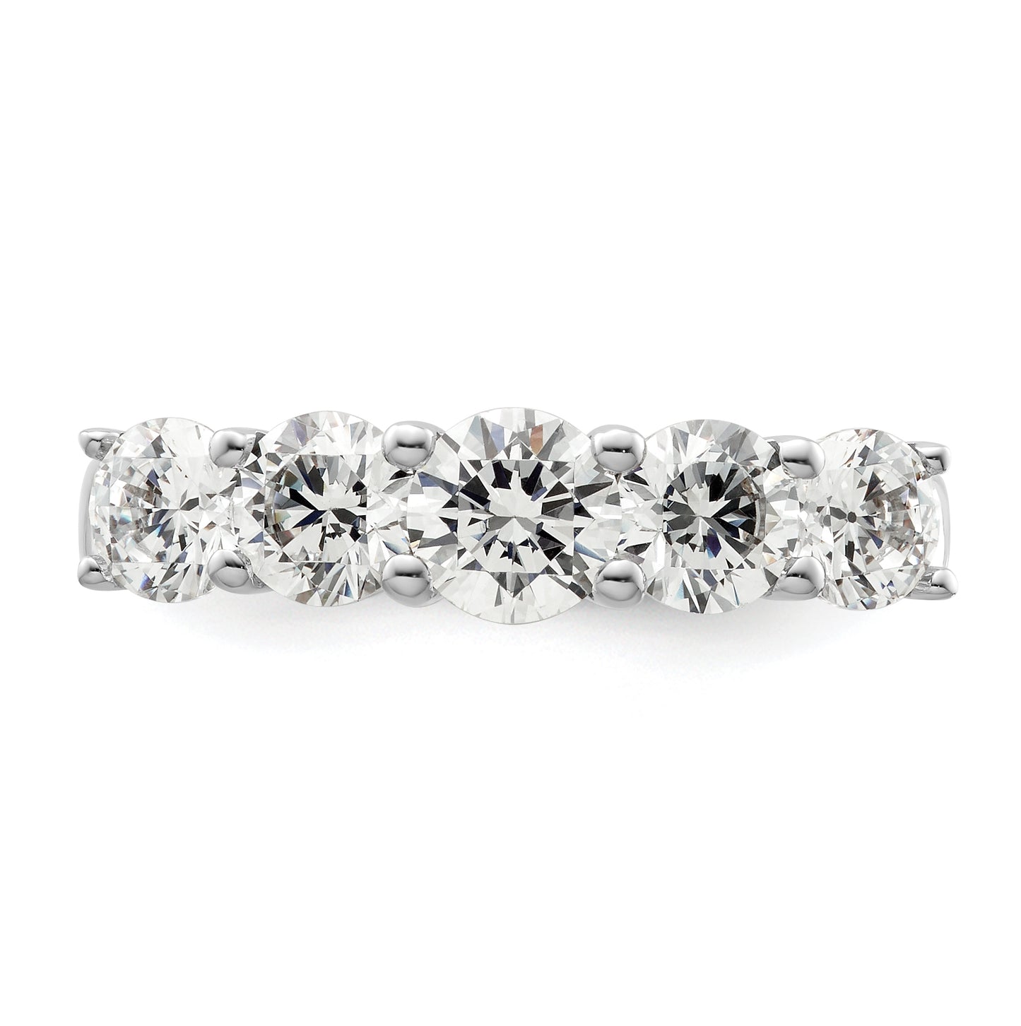 14K White Gold 5-Stone Shared Prong (Holds 5.2mm Round Center) 1.5 carat Diamond Semi-Mount Band
