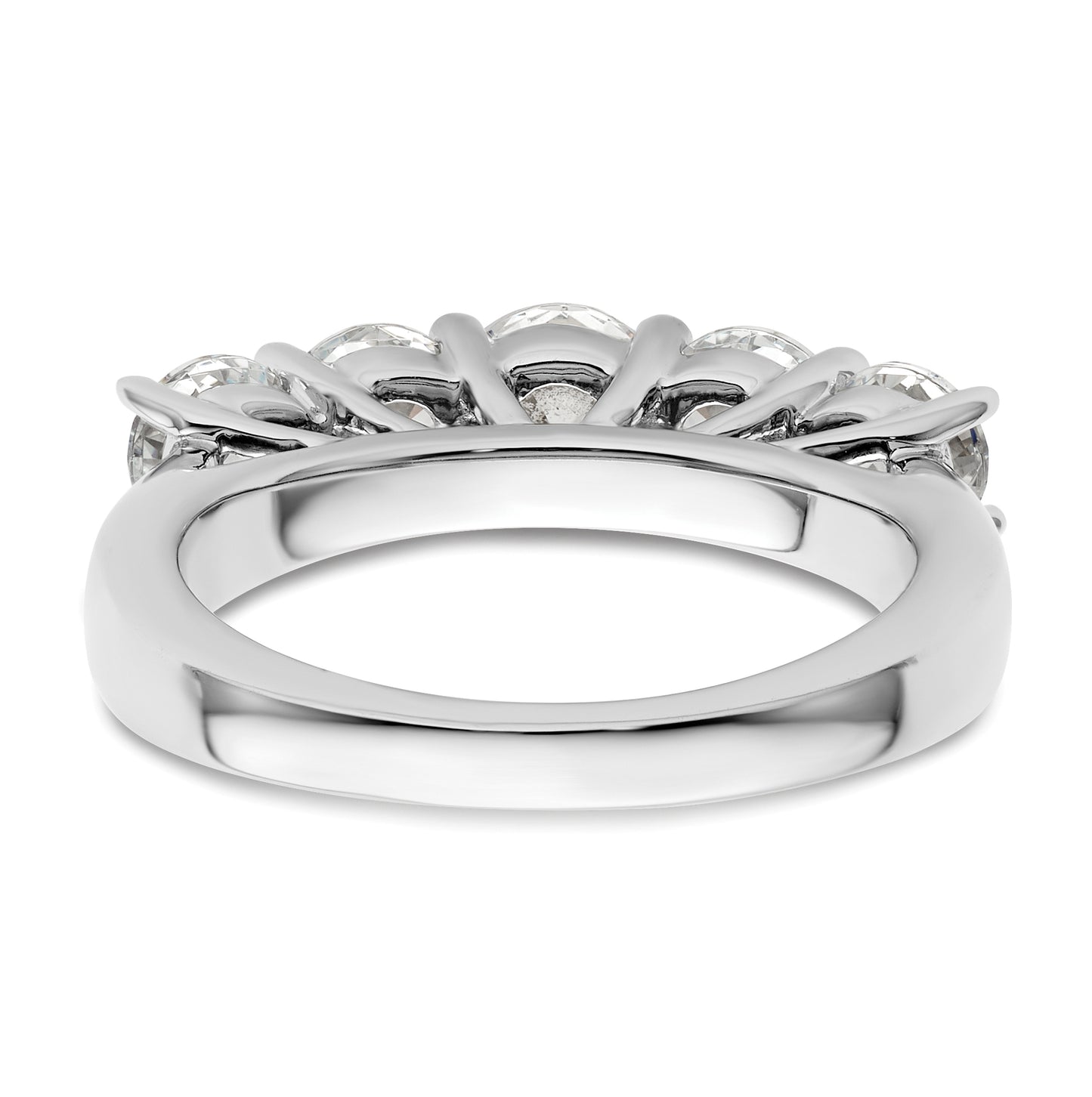 14K White Gold 5-Stone Shared Prong (Holds 5.2mm Round Center) 1.5 carat Diamond Semi-Mount Band