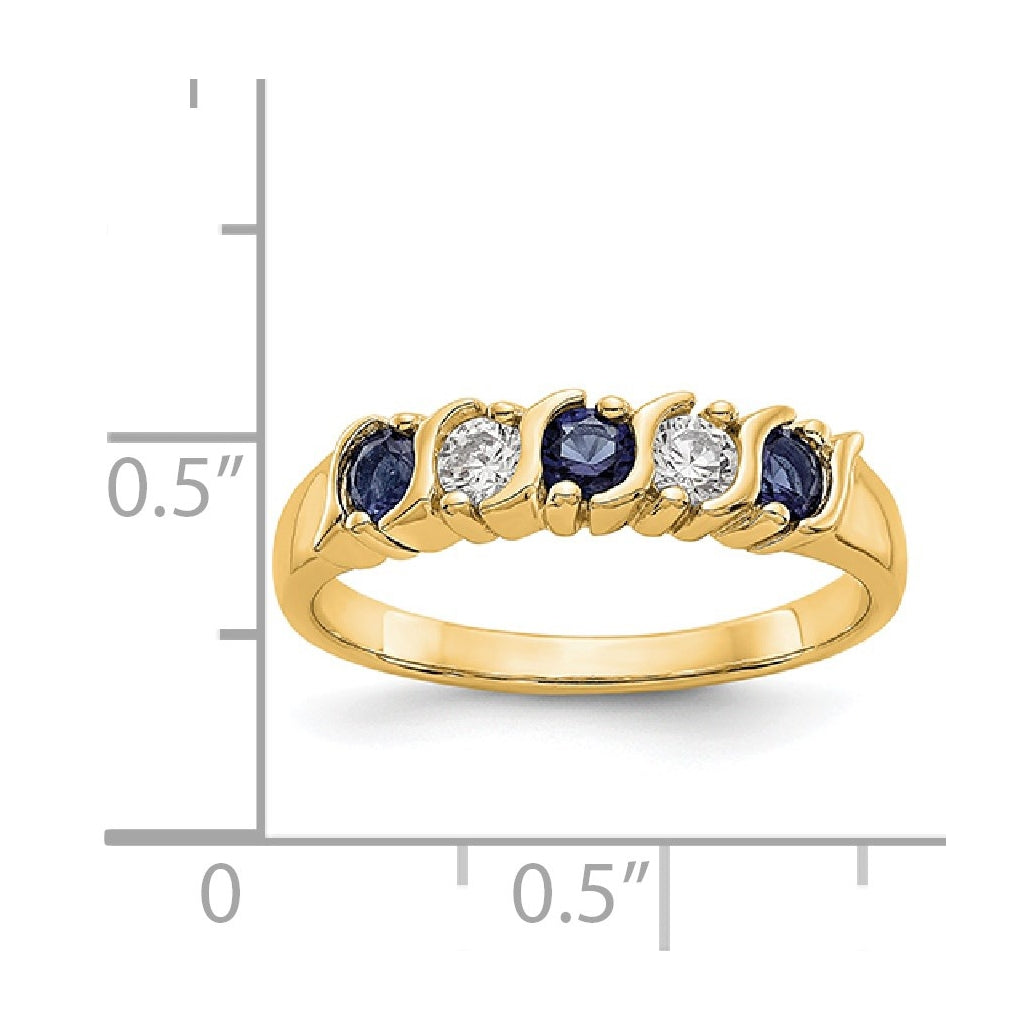 14k Yellow Gold Diamond w/Sapphire Band – Elegant Jewelry Gift for Birthday, Anniversary, Engagement, Wedding