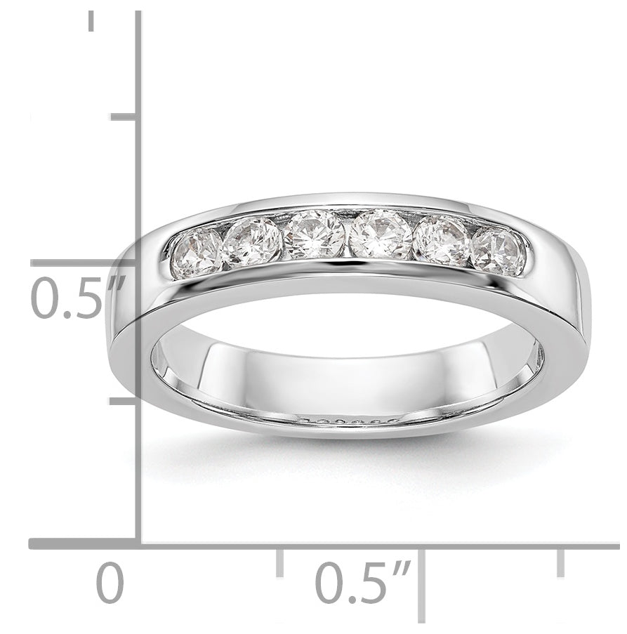 14K White Gold 6-Stone 1/2 carat VS Round Diamond Complete Channel Band