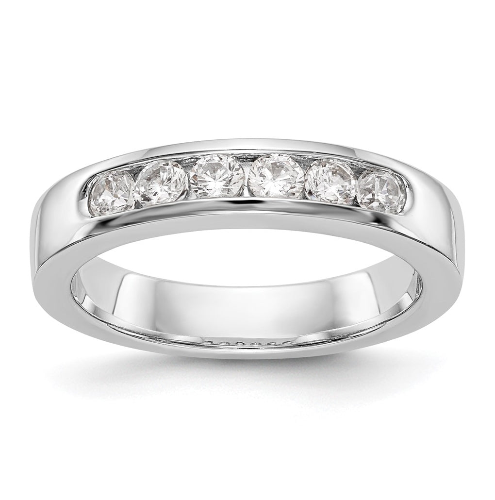14K White Gold 6-Stone 1/2 carat VS Round Diamond Complete Channel Band