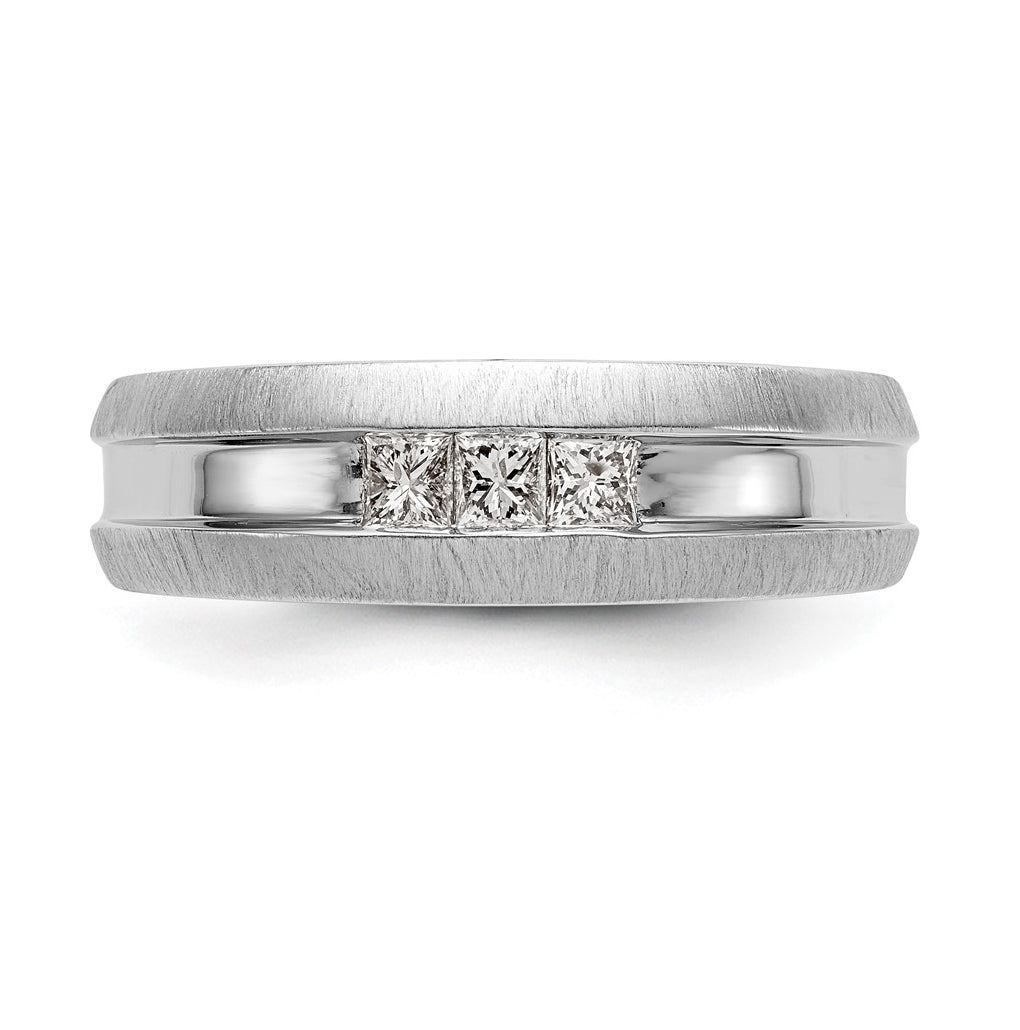 14K White Gold Diamond Men's Band – Elegant Jewelry Gift for Birthday, Anniversary, Engagement, Wedding