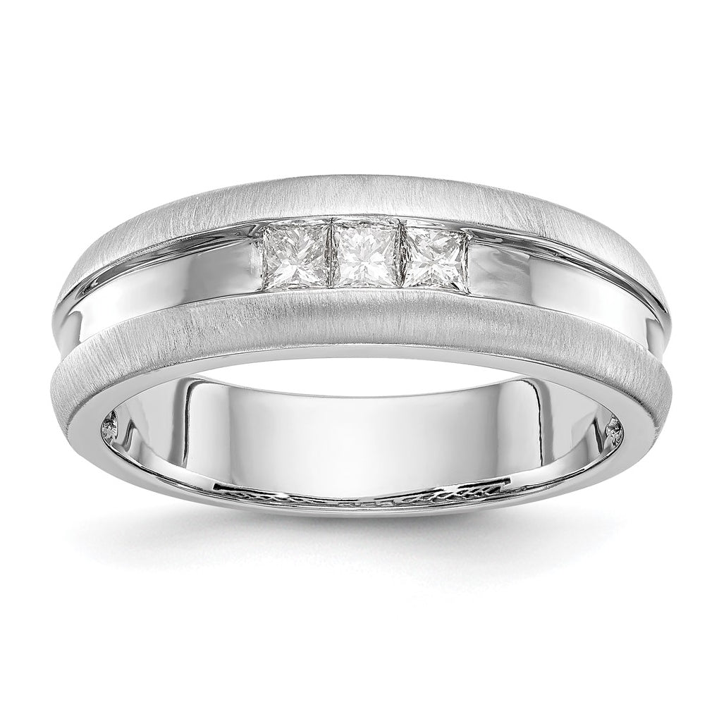 14K White Gold Diamond Men's Band – Elegant Jewelry Gift for Birthday, Anniversary, Engagement, Wedding