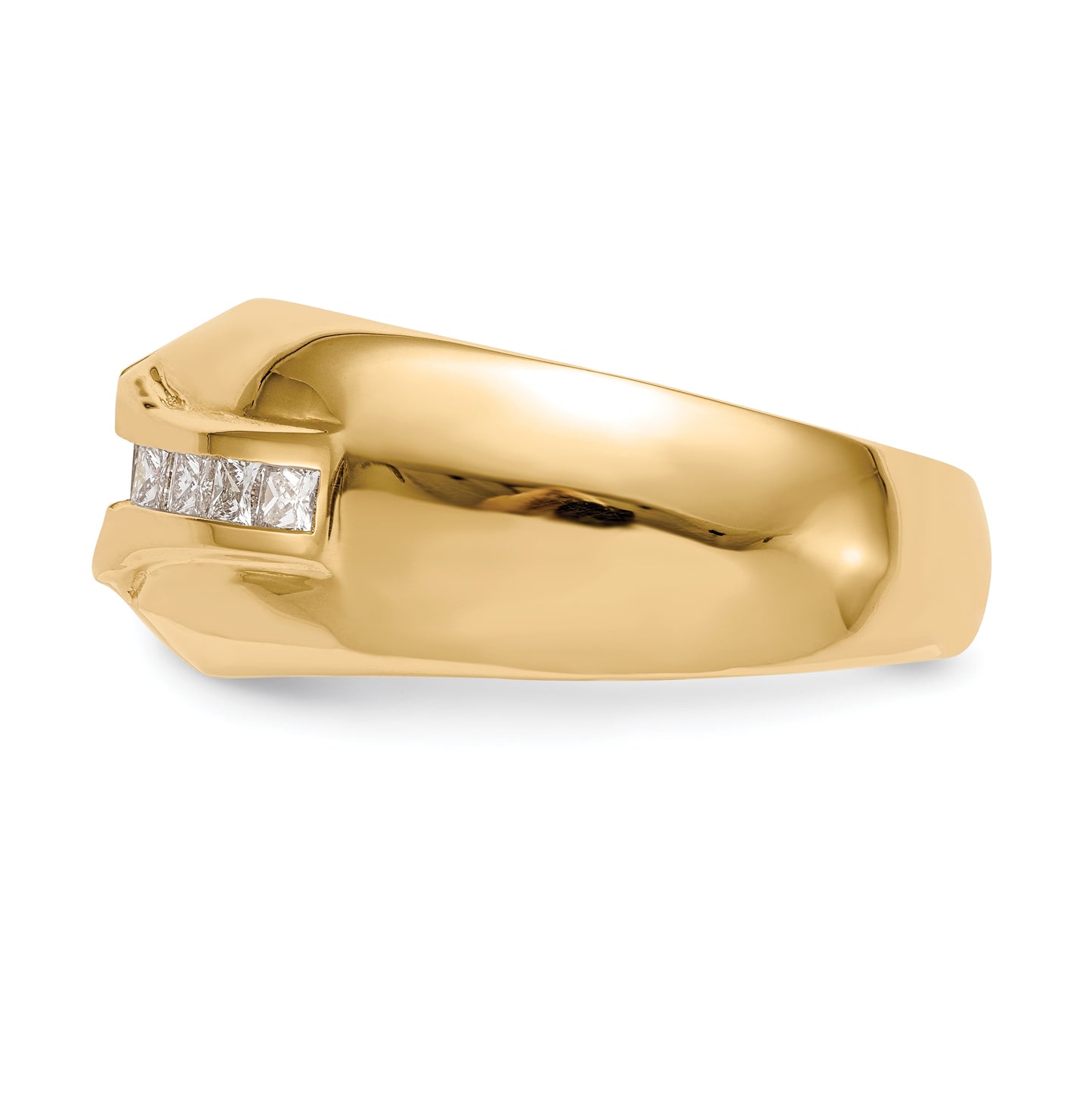 14K Yellow Gold (Holds 3/4 carat (5.5mm) Round Center) 1/2 carat Diamond Men's Semi-Mount Ring