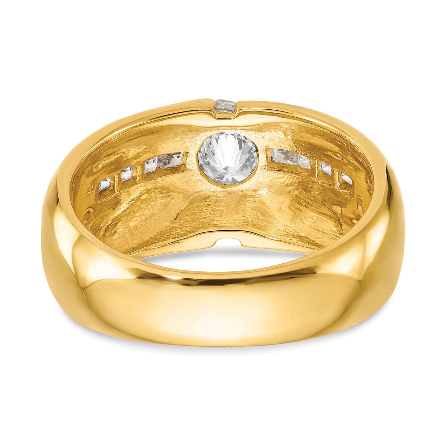 14K Yellow Gold (Holds 3/4 carat (5.5mm) Round Center) 1/2 carat Diamond Men's Semi-Mount Ring