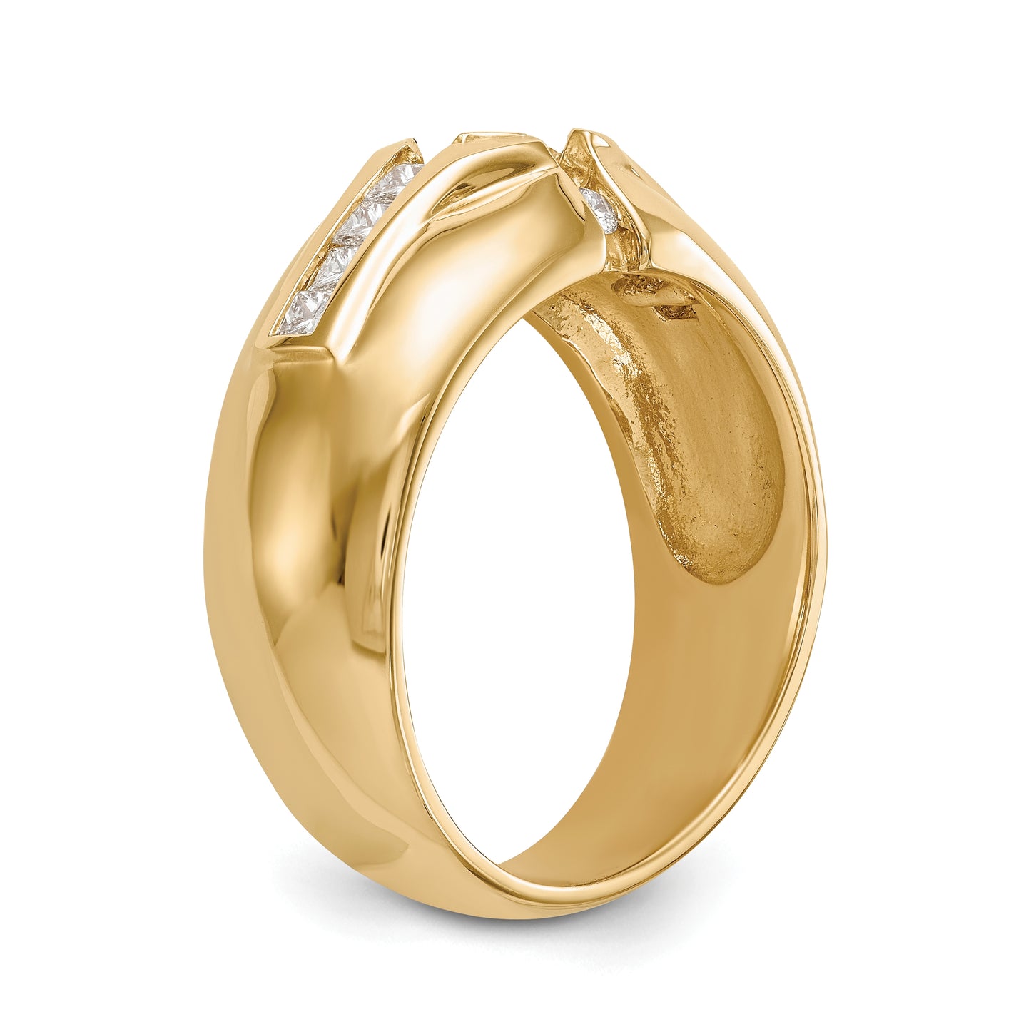 14K Yellow Gold (Holds 3/4 carat (5.5mm) Round Center) 1/2 carat Diamond Men's Semi-Mount Ring
