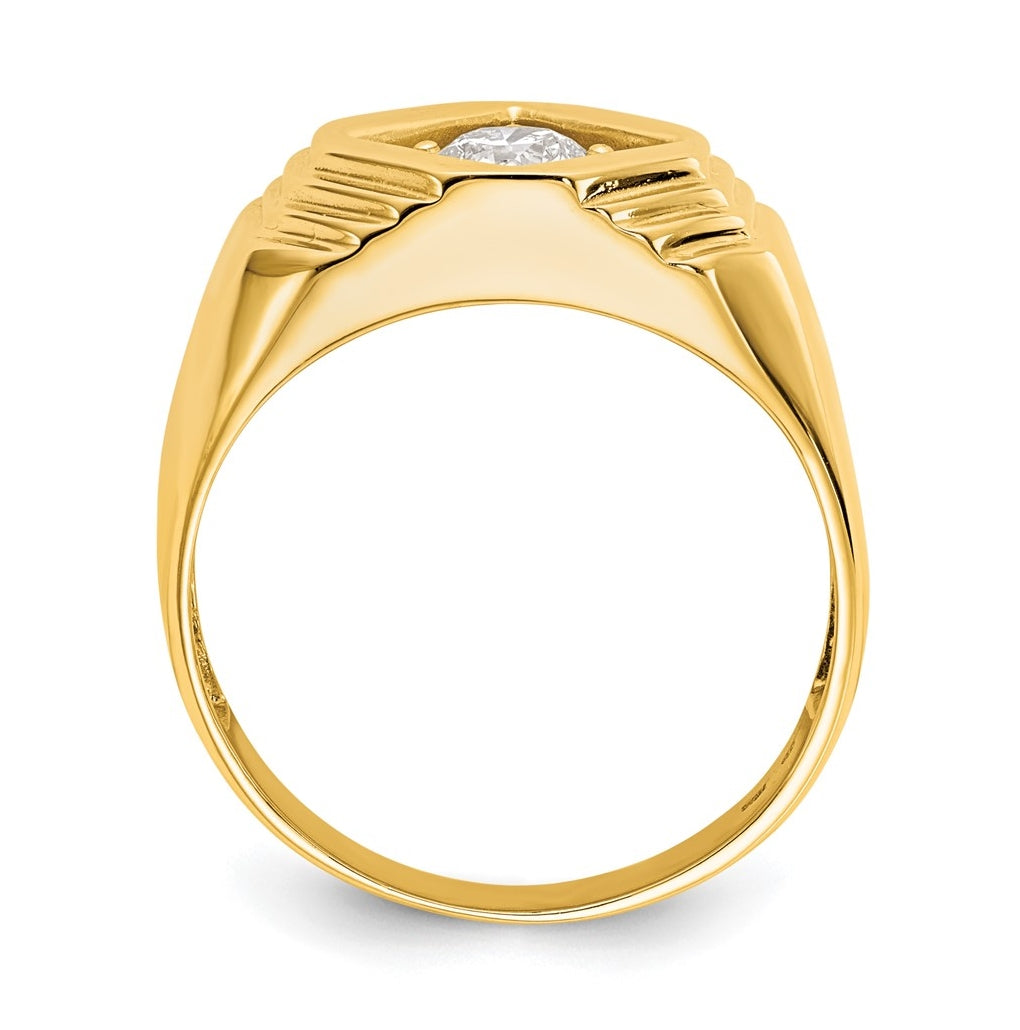 14K Yellow Gold Diamond Men's Band – Elegant Jewelry Gift for Birthday, Anniversary, Engagement, Wedding