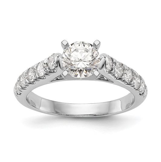 14K White Gold Peg Set 1/2 carat Diamond Semi-mount Engagement Ring,  3.5 to 2.2 mm (tapered)