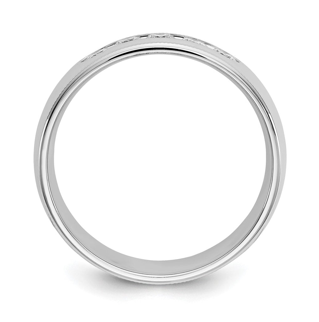 14K White Gold Men's 1/2 ct Lab Grown Diamond VS+ F+ Size 10 Comp. Miligrain Band – Elegant Jewelry Gift for Birthday, Anniversary, Engagement, Wedding