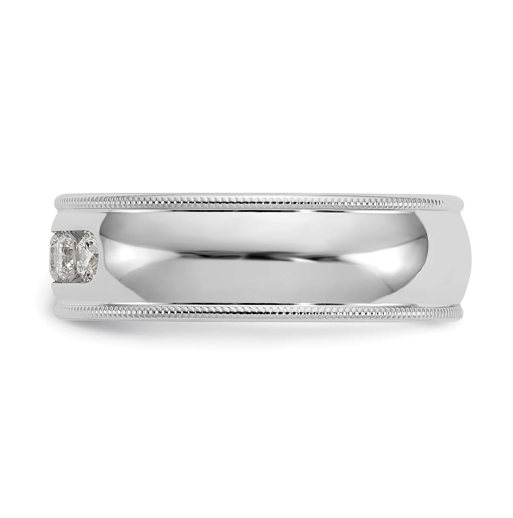 14K White Gold Men's 1/2 ct Lab Grown Diamond VS+ F+ Size 10 Comp. Miligrain Band – Elegant Jewelry Gift for Birthday, Anniversary, Engagement, Wedding