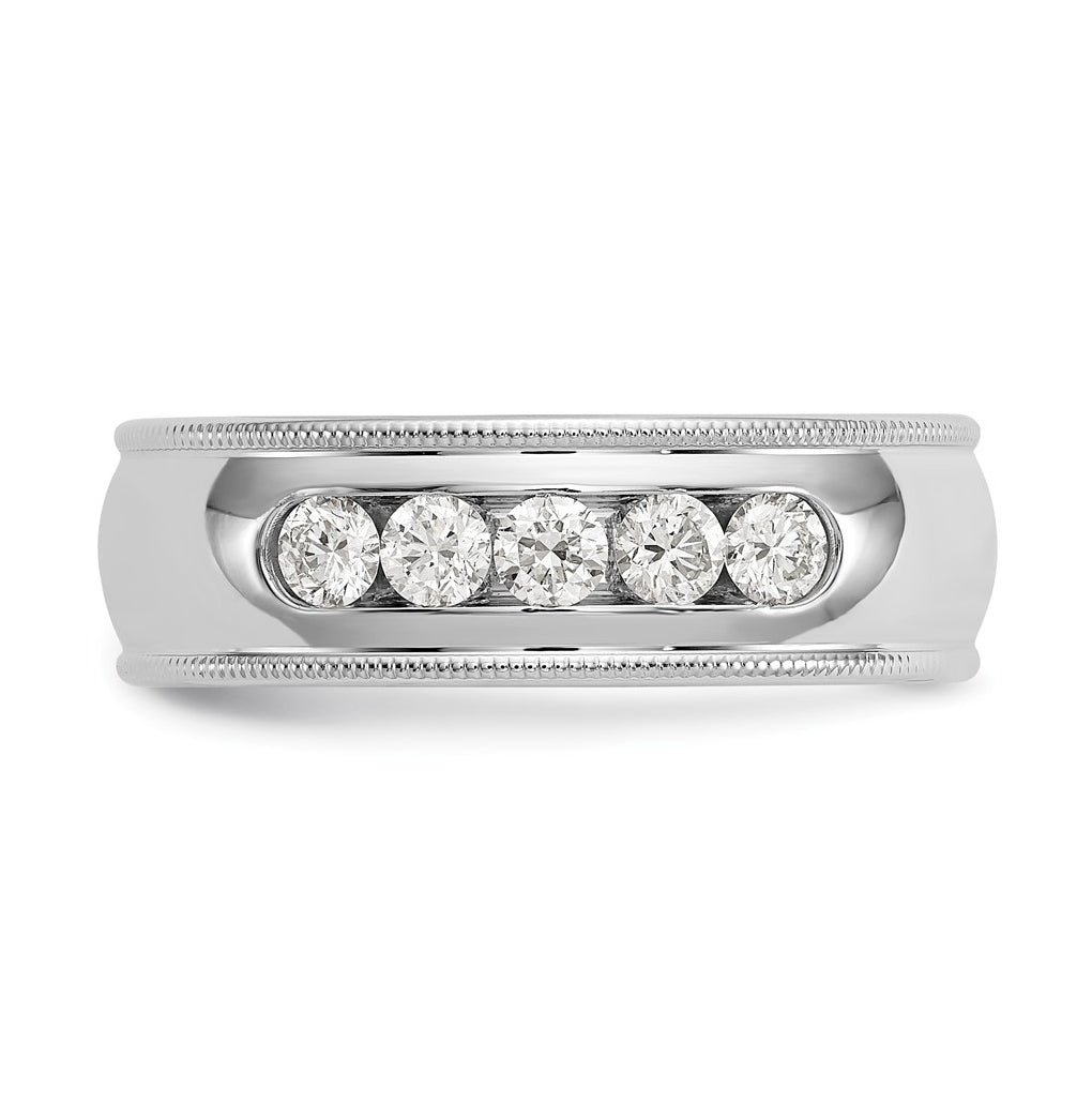 14K White Gold Men's 1/2 ct Lab Grown Diamond VS+ F+ Size 10 Comp. Miligrain Band – Elegant Jewelry Gift for Birthday, Anniversary, Engagement, Wedding