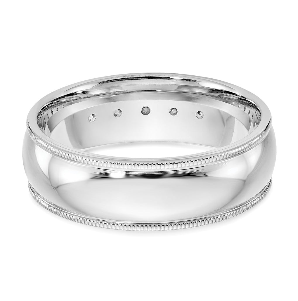 14K White Gold Men's 1/2 ct Lab Grown Diamond VS+ F+ Size 10 Comp. Miligrain Band – Elegant Jewelry Gift for Birthday, Anniversary, Engagement, Wedding