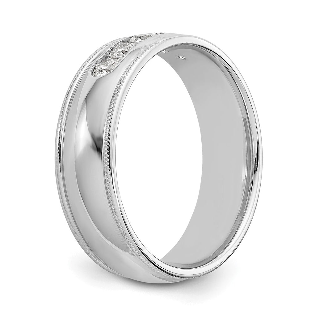 14K White Gold Men's 1/2 ct Lab Grown Diamond VS+ F+ Size 10 Comp. Miligrain Band – Elegant Jewelry Gift for Birthday, Anniversary, Engagement, Wedding