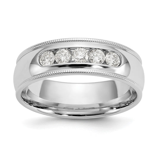 14K White Gold Men's 1/2 ct Lab Grown Diamond VS+ F+ Size 10 Comp. Miligrain Band – Elegant Jewelry Gift for Birthday, Anniversary, Engagement, Wedding