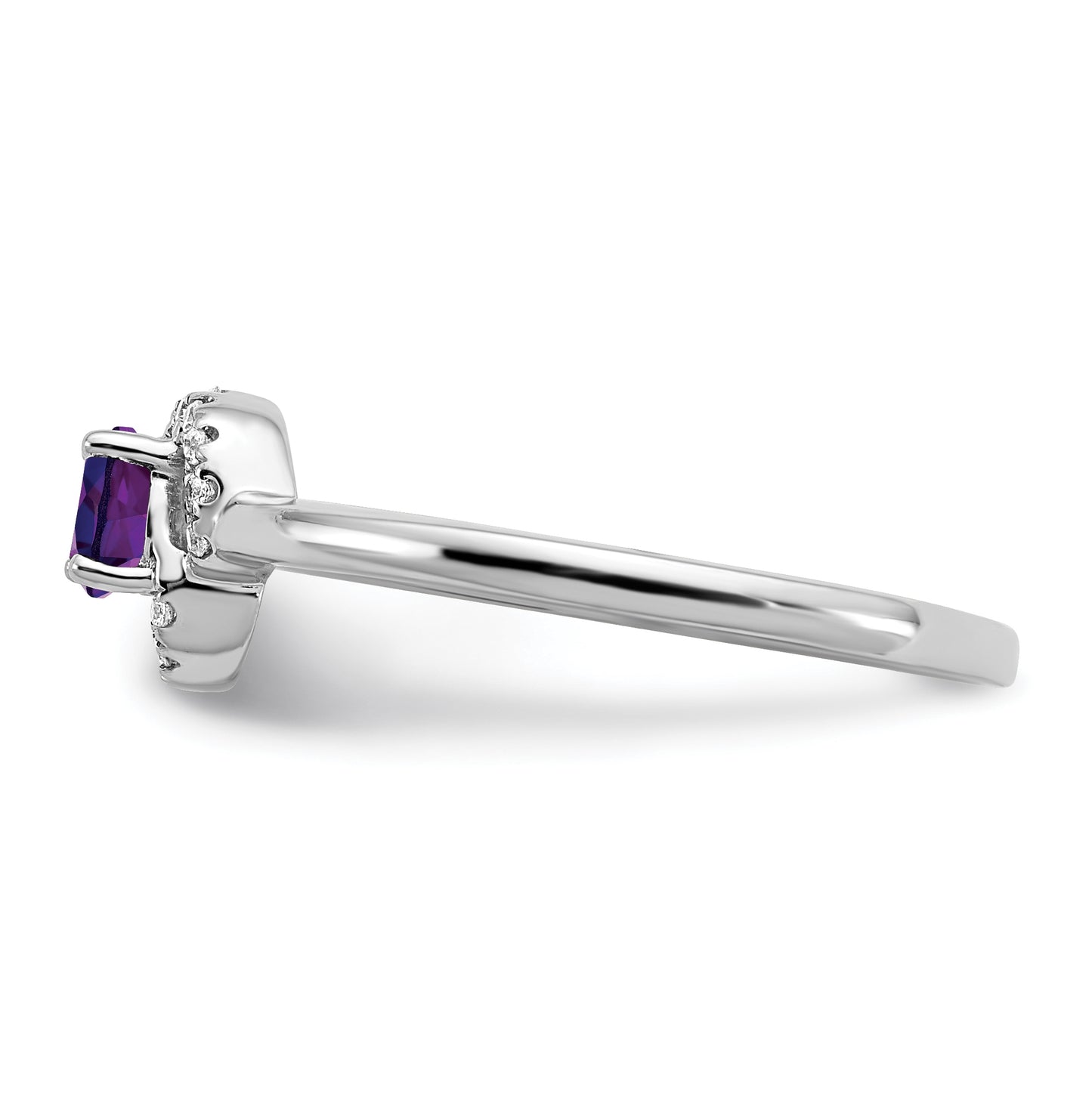 10k White Gold Amethyst and Diamond Ring