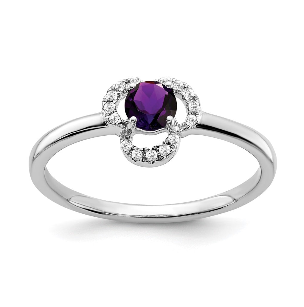 10k White Gold Amethyst and Diamond Ring