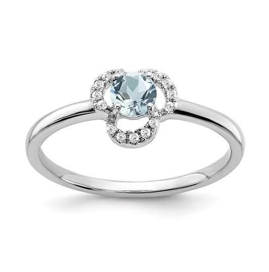 10k White Gold Aquamarine & Diamond Ring