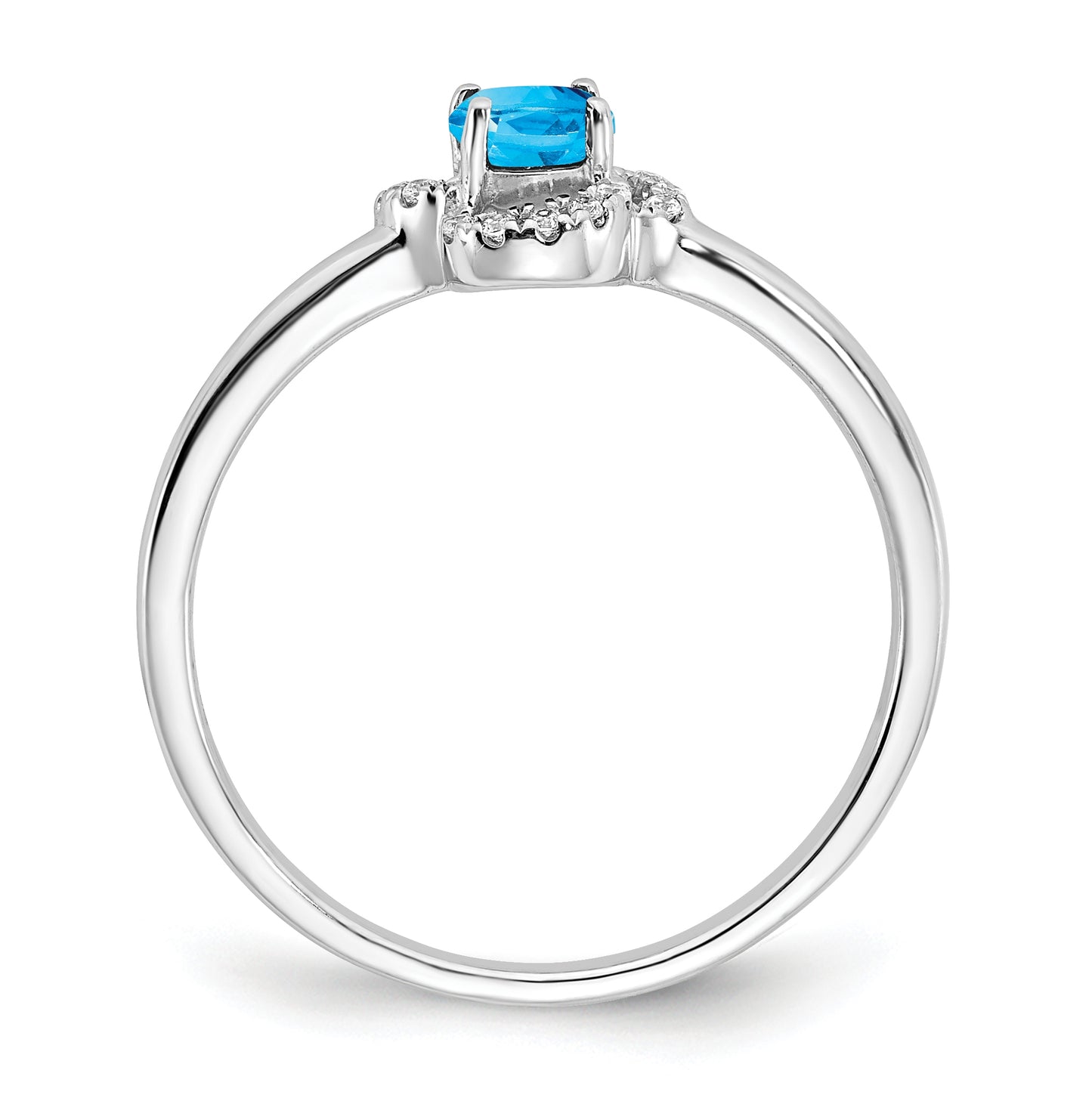 10k White Gold Blue Topaz and Diamond Ring