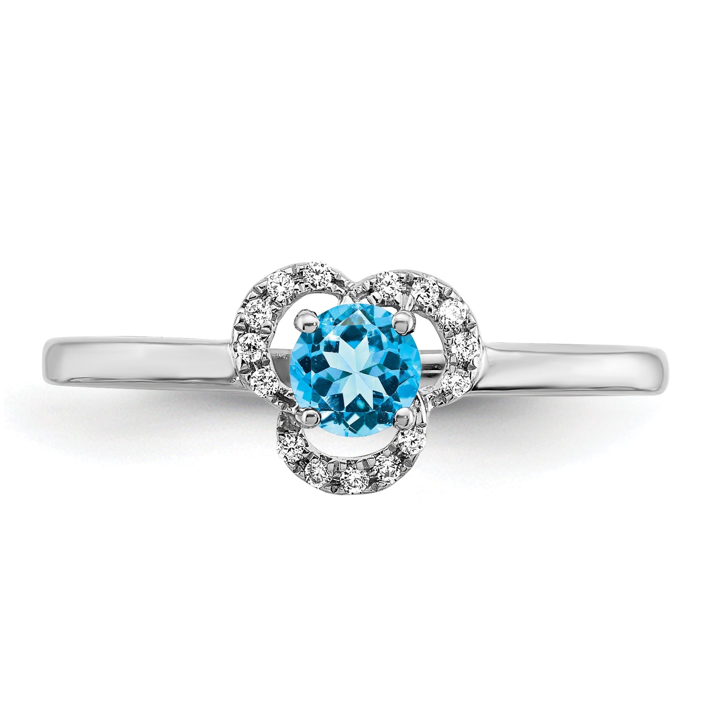 10k White Gold Blue Topaz and Diamond Ring