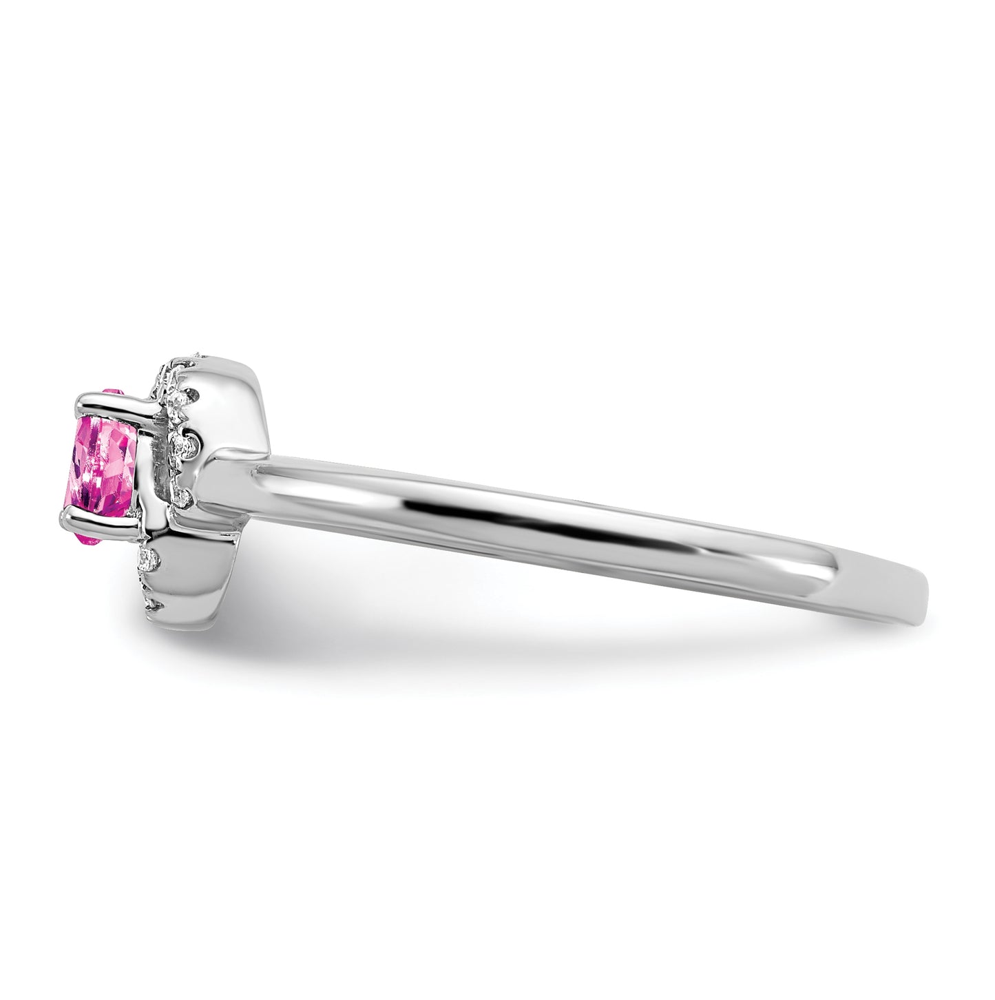 10k White Gold Created Pink Sapphire and Diamond Ring