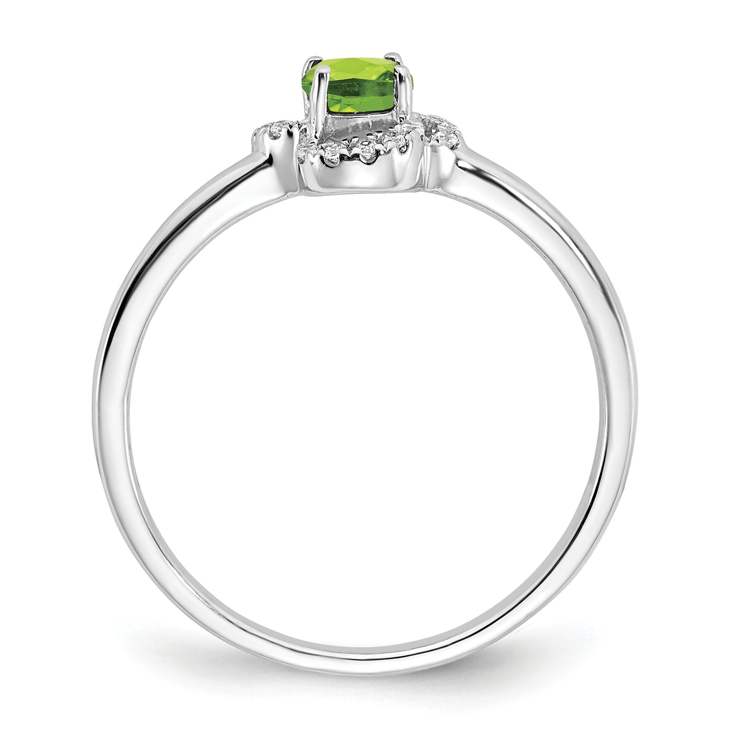 10k White Gold Peridot and Diamond Ring