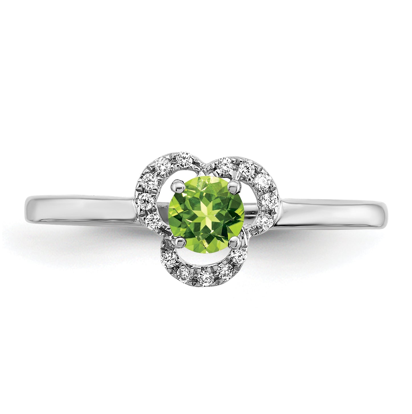 10k White Gold Peridot and Diamond Ring